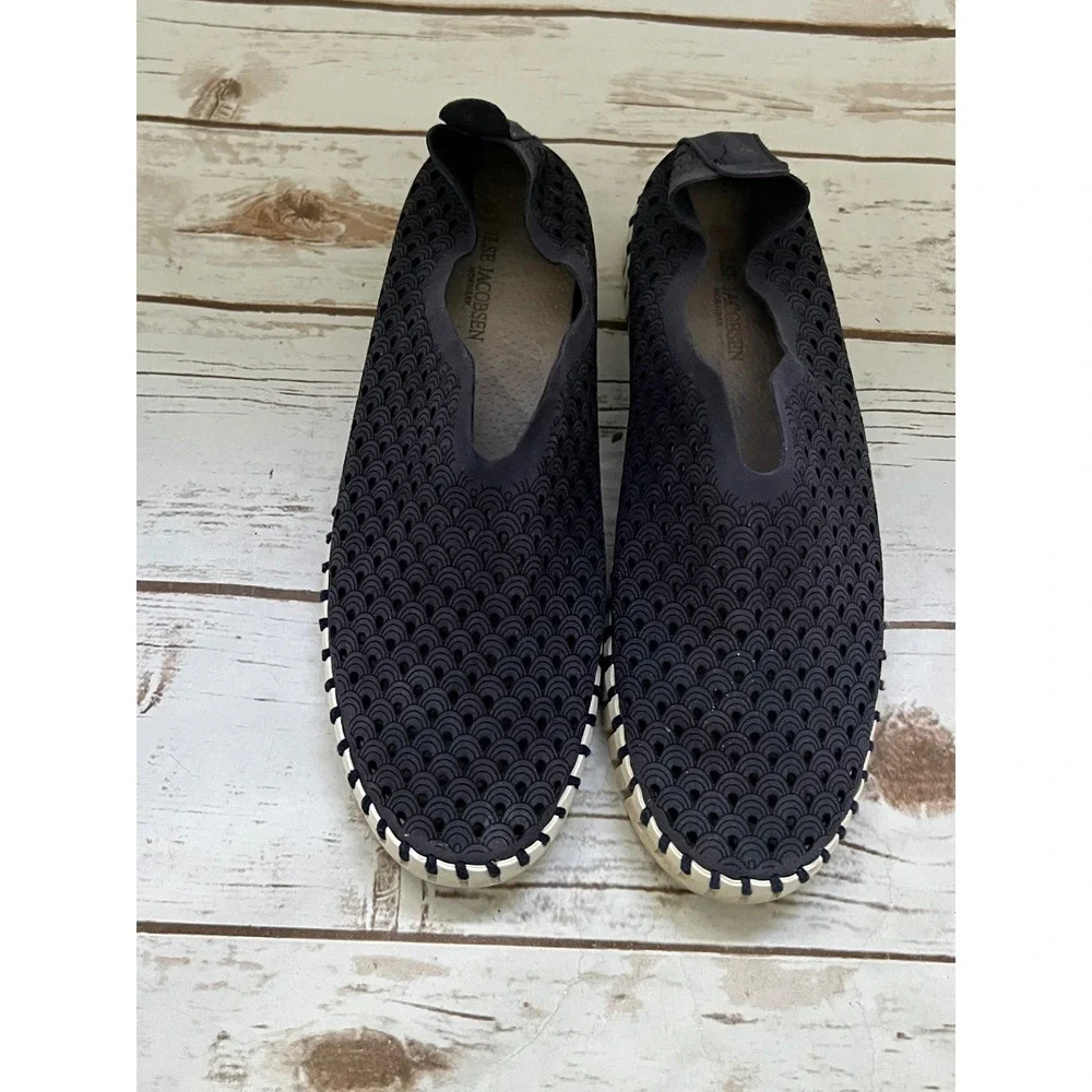 Ilse Jacobsen Tulip Slip On Sneakers Navy Blue Scalloped 41 (10-10.5US)